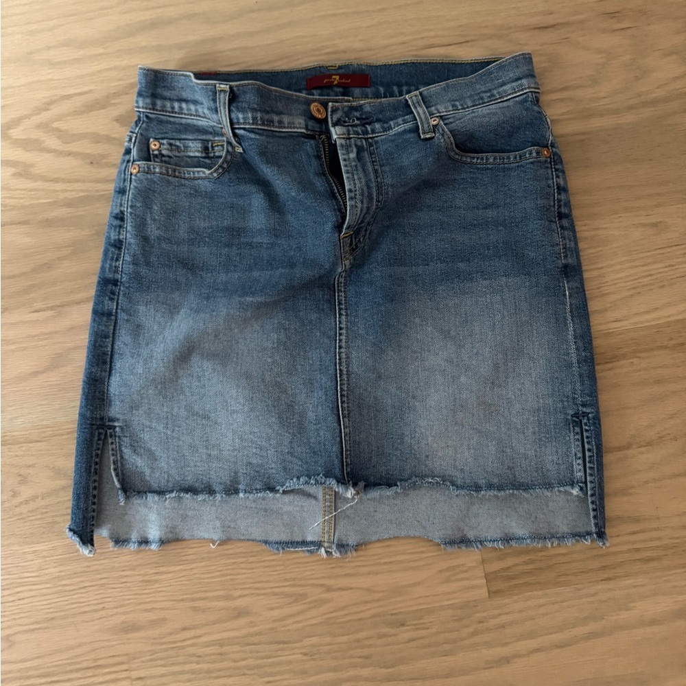 7 For All Mankind Blue Mini Pencil Skirt with Slit